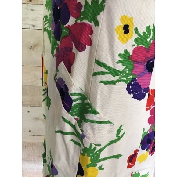 Vintage David Crystal Multicolor Floral Long Jacket Coat medium - Picture 5 of 12